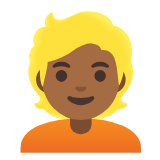 Google(Android) Person: Medium-Dark Skin Tone, Blond Hair Emoji