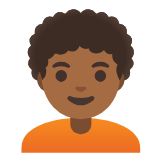 Google(Android) Person: Medium-Dark Skin Tone, Curly Hair Emoji