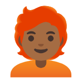 Google(Android) Person: Medium-Dark Skin Tone, Red Hair Emoji