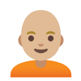 Google(Android) Person: Medium-Light Skin Tone, Bald Emoji