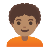 Google(Android) Person: Medium Skin Tone, Curly Hair Emoji