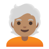 Google(Android) Person: Medium Skin Tone, White Hair Emoji