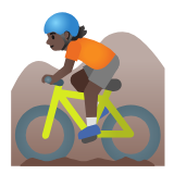 Google(Android) Person Mountain Biking: Dark Skin Tone Emoji