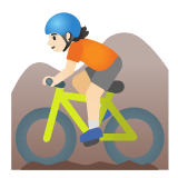 Google(Android) Person Mountain Biking: Light Skin Tone Emoji