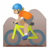 Google(Android) Person Mountain Biking: Medium-Light Skin Tone Emoji