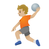 Google(Android) Person Playing Handball: Medium-Light Skin Tone Emoji