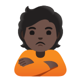 Google(Android) Person Pouting: Dark Skin Tone Emoji