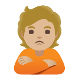 Google(Android) Person Pouting: Medium-Light Skin Tone Emoji