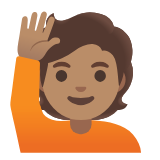 Google(Android) Person Raising Hand: Medium Skin Tone Emoji