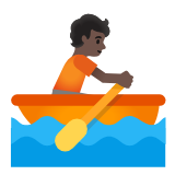 Google(Android) Person Rowing Boat: Dark Skin Tone Emoji