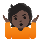 Google(Android) Person Shrugging: Dark Skin Tone Emoji