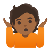 Google(Android) Person Shrugging: Medium-Dark Skin Tone Emoji