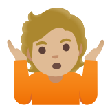 Google(Android) Person Shrugging: Medium-Light Skin Tone Emoji