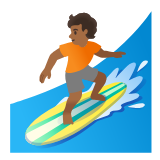 Google(Android) Person Surfing: Medium-Dark Skin Tone Emoji