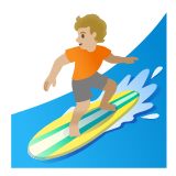 Google(Android) Person Surfing: Medium-Light Skin Tone Emoji