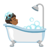 Google(Android) Person Taking Bath: Medium-Dark Skin Tone Emoji