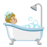 Google(Android) Person Taking Bath: Medium-Light Skin Tone Emoji