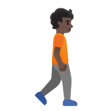 Google(Android) Person Walking Facing Right: Dark Skin Tone Emoji