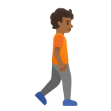 Google(Android) Person Walking Facing Right: Medium-Dark Skin Tone Emoji