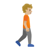 Google(Android) Person Walking Facing Right: Medium-Light Skin Tone Emoji