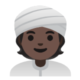 Google(Android) Person Wearing Turban: Dark Skin Tone Emoji