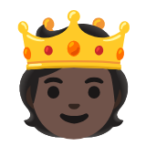 Google(Android) Person With Crown: Dark Skin Tone Emoji