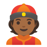 Google(Android) Person With Skullcap: Medium-Dark Skin Tone Emoji