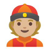 Google(Android) Person With Skullcap: Medium-Light Skin Tone Emoji