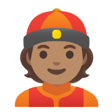 Google(Android) Person With Skullcap: Medium Skin Tone Emoji