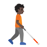 Google(Android) Person With White Cane Facing Right: Dark Skin Tone Emoji