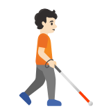 Google(Android) Person With White Cane Facing Right: Light Skin Tone Emoji