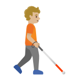 Google(Android) Person With White Cane Facing Right: Medium-Light Skin Tone Emoji