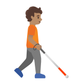 Google(Android) Person With White Cane Facing Right: Medium Skin Tone Emoji