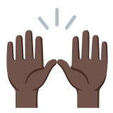 Google(Android) Raising Hands: Dark Skin Tone Emoji