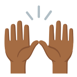 Google(Android) Raising Hands: Medium-Dark Skin Tone Emoji