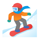 Google(Android) Snowboarder: Dark Skin Tone Emoji