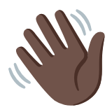 Google(Android) Waving Hand: Dark Skin Tone Emoji