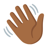 Google(Android) Waving Hand: Medium-Dark Skin Tone Emoji