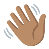 Google(Android) Waving Hand: Medium Skin Tone Emoji