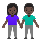 Google(Android) Woman And Man Holding Hands: Dark Skin Tone Emoji