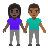 Google(Android) Woman And Man Holding Hands: Dark Skin Tone, Medium-Dark Skin Tone Emoji