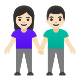 Google(Android) Woman And Man Holding Hands: Light Skin Tone Emoji