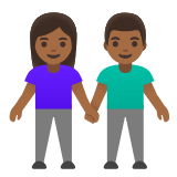 Google(Android) Woman And Man Holding Hands: Medium-Dark Skin Tone Emoji