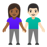 Google(Android) Woman And Man Holding Hands: Medium-Dark Skin Tone, Light Skin Tone Emoji