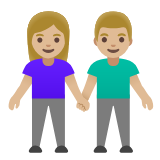 Google(Android) Woman And Man Holding Hands: Medium-Light Skin Tone Emoji