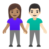 Google(Android) Woman And Man Holding Hands: Medium Skin Tone, Light Skin Tone Emoji