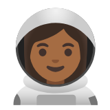 Google(Android) Woman Astronaut: Medium-Dark Skin Tone Emoji