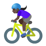 Google(Android) Woman Biking: Dark Skin Tone Emoji