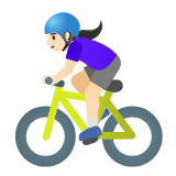 Google(Android) Woman Biking: Light Skin Tone Emoji