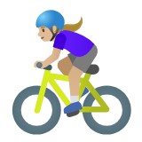 Google(Android) Woman Biking: Medium-Light Skin Tone Emoji